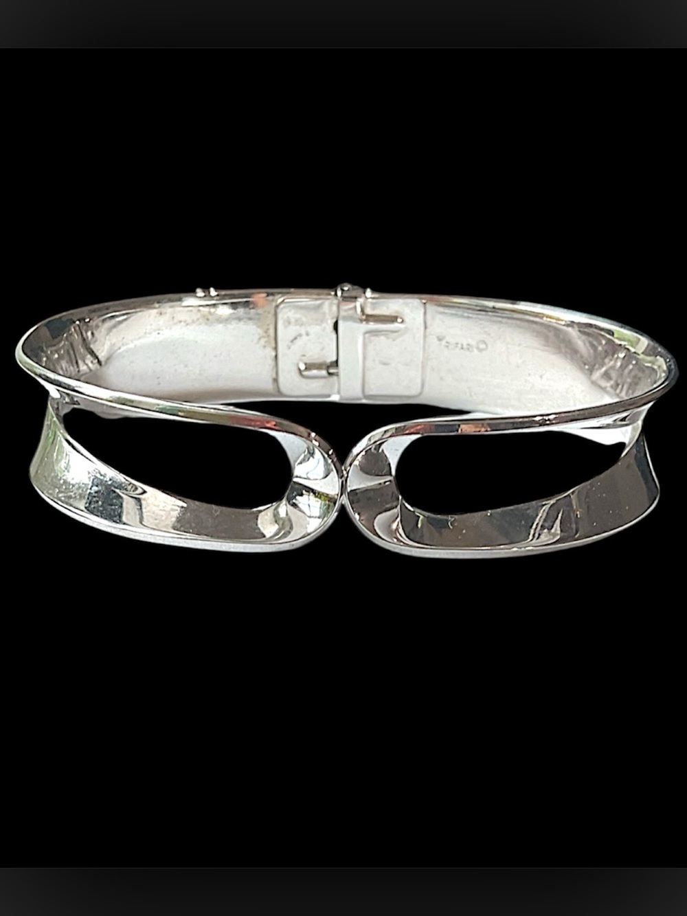 Vintage Crown Trifari Silver Tone Cuff Bangle